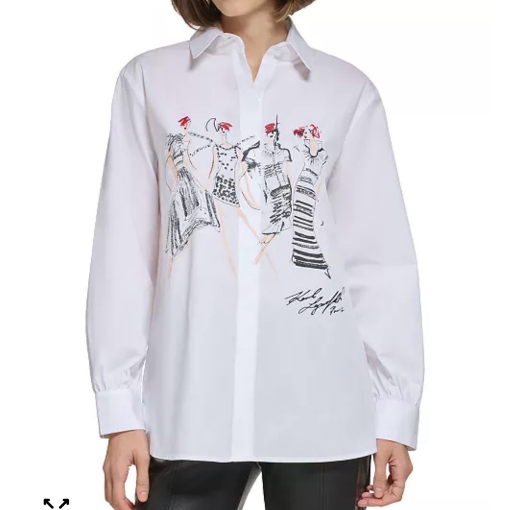 Karl Lagerfeld White  Sketch Shirt